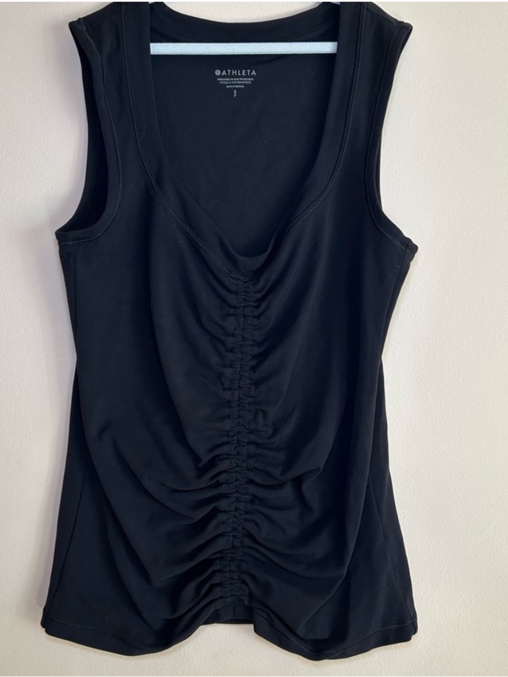 Athleta Black Ruched Sleeveless Performance Tank Top Size Small